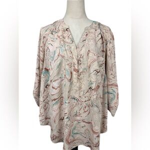 Torrid Harper print marble print  in browns and teal top size 2-2X/18-20